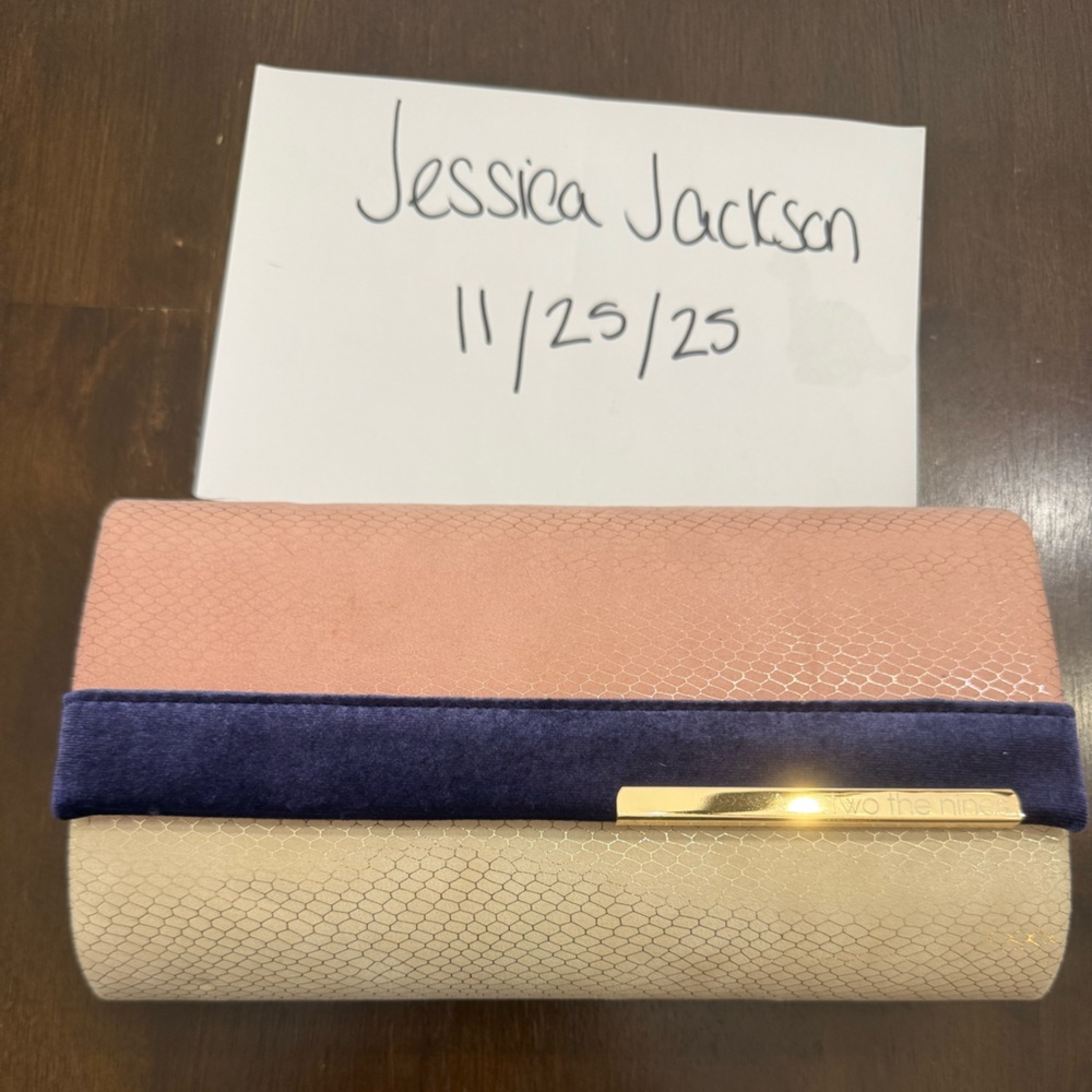 Elegant Pink and Cream Clutch with Gold Accent